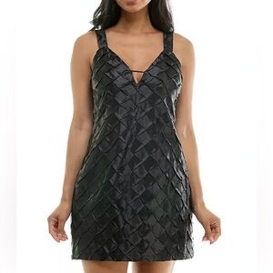 City Studios Juniors' Diamond-Pleated Satin Mini Dress Black XXL NEW